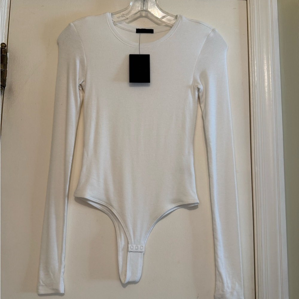 ATM Anthony Thomas Melillo White Long Sleeve Bodysuit